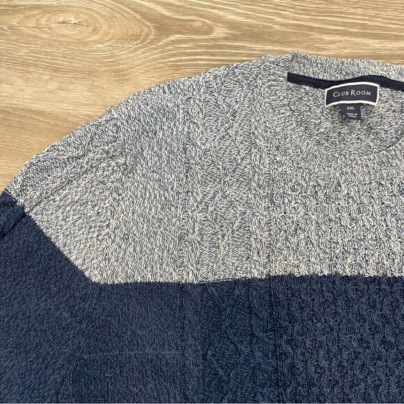 Club Room New Cable Knit Cotton Striped Sweater Pullover - Picture 3 of 6